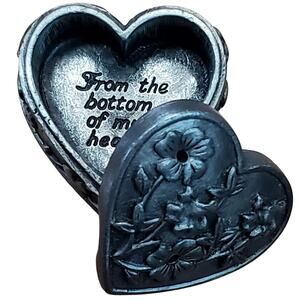 Vtg Torino Floral Pin Brooch Heart Trinket Box 1" Bloomcore